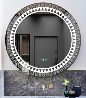 Zhuotai Round LED Mirror with Sandblasting Pattern 