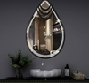 Zhuotai water drop shape LED mirror with metal frame in brass color