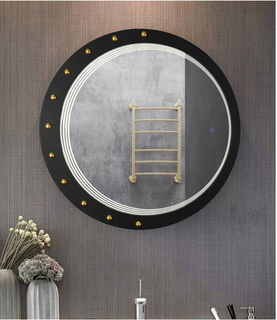 Zhuotai Round LED Mirror with Black Or Grey Metal Frame
